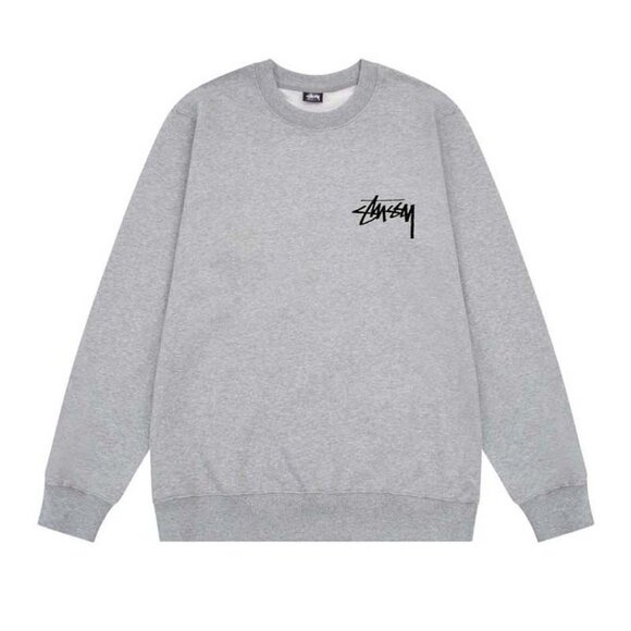 Men's Stussy Gray Floral Print Crew Neck Long Sleeve Sweatshirt - Picture 1 of 7